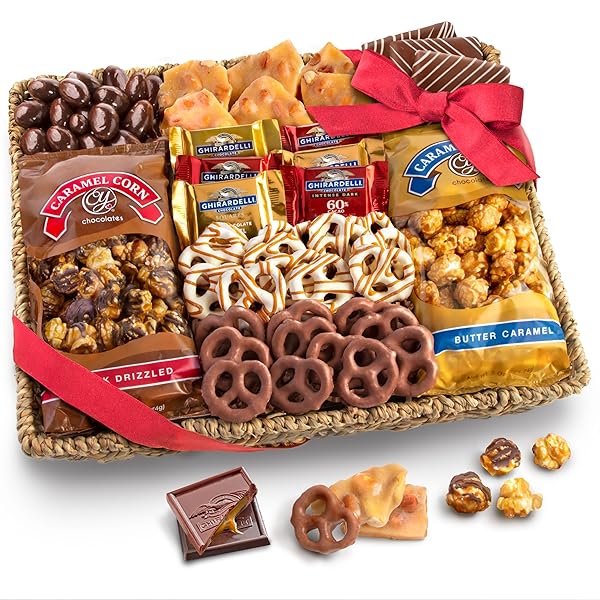 A GIFT INSIDE CHOCOLATE, CARAMEL AND CRUNCH GRAND GIFT BASKET