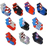 Marvel Spiderman Grip Socks, Socks for Toddler Boys, 10 Pack, Spider man Toddler Gripper Socks, Amazing Spiderman Variety
