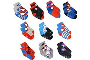 Marvel Spiderman Grip Socks, 10 Pack, Toddler Boys, Ankle Length, Multicolor, Small