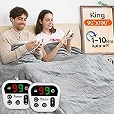 Mia&Coco Electric Blanket King -90"x100" Dual Control Flannel Heated Blanket, 10 Heat Levels, 10-Hour Auto-Off, Fast Heating, Overheat Protection, Soft Heating Blanket for Home and Office (Gray)