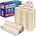 6” Premium Elastic Bandage Wrap - 10 Pack - Hook & Loop Closures - Wide Compression Bandage Wrap - Waist, Legs, Knee, Lymphedema, Body Wrap