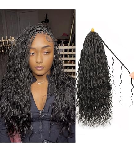 Buy 8 Packs Goddess Box Braids 10 Inch Pre-looped Bohemian Crochet Boho Box Braids With Curly Ends 3 X Crochet Braids Hair For Black Women Synthetic Braiding Hair 16 Strands 1 B - View #6