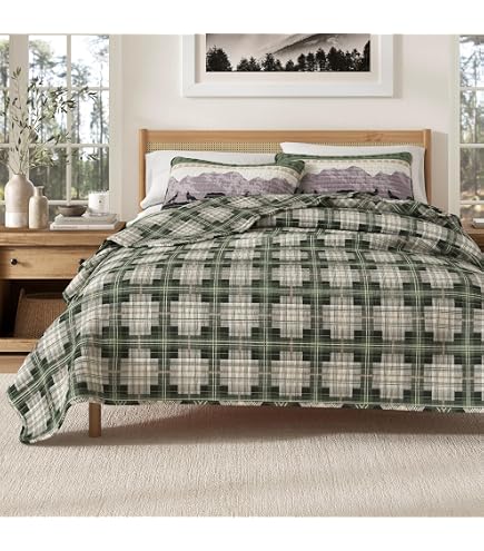 Bear Denali Set Biancheria Da Letto Queen – Trapunta Montagna E Foresta Con 2 Federe, 228x228 Cm, Poliestere