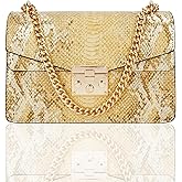Aiqudou Crossbody Bag and Satchel Purse for Women - Fashion Snake Print Chain Purse Luxury PU Leather HandBag