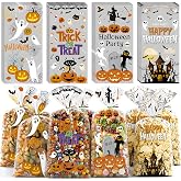 Halloween Party Favors,Halloween Cellophane Treat Bags,Goodie Bags for Kids | 120 PCS Halloween Candy Cookie Gift Basket with 120 PCS Ties Party Decorations Crafts Supplies Indoor Outdoor,5.1x10.6 Inch