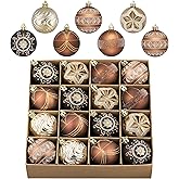 Valery Madelyn Ornaments for Christmas Tree Decorations, 16ct 2.36 Inches Bronze Brown Copper Gold Shatterproof Christmas Ornaments Set Bulk, Luxury Hanging Decor for Xmas Party Holiday