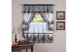 NATURALLY HOME ACCENTS naturally home Royal Decorative Printed Kitchen Curtain Cottage Set with Mason Jars - 57x24