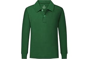 QBK 2T to Youth Boys' Long Sleeve School Uniform Pique Polo Toddler Kids Neon Collared Golf Shirt