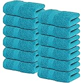 Infinitee Xclusives Luxury Wash Cloths for Showering [13x13] – 100% Cotton Washcloths [Pack of 12], Soft and Absorbent Face Towels for Bathroom Wash Clothes, Gym, and Spa (Serene Teal)