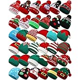 Tivi Tovo 36 Pcs Christmas Knitted Hat Winter Santa Hat with Pom Xmas Elf Crochet Beanie Skull Cap Bulk for Adult Women Men Family Party