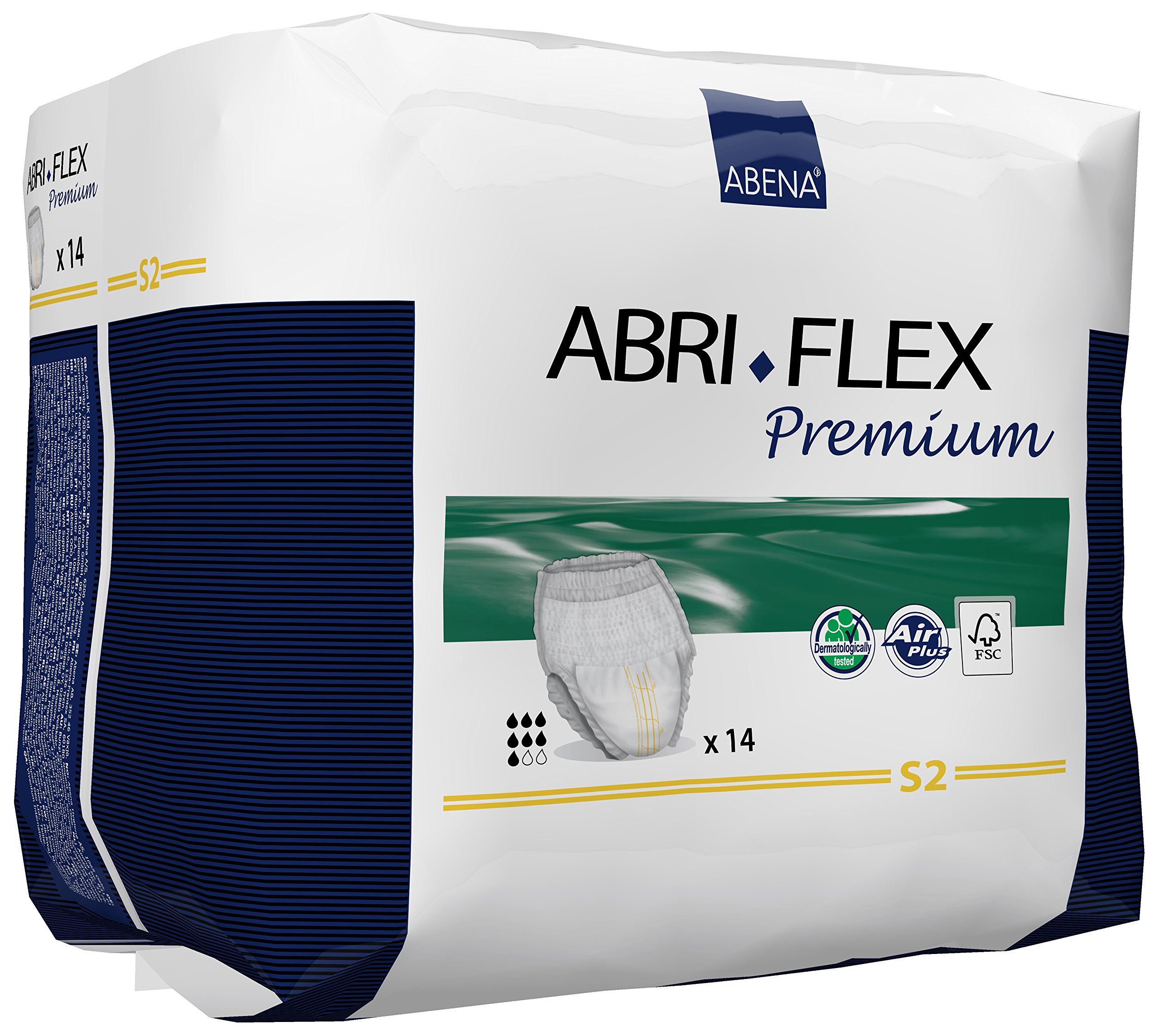 Abena Abri Flex Premium Pull-Up Incontinence Pants, Eco-Labelled Incontinence Pants For Men & Women, Discreet, Protective, Breathable, Comfortable, Small 2, 60-90cm Waist, 1900ml Absorbency, 6x 14PK