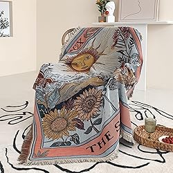 Shesyuki Boho Throw Blanket Reversible Cotton