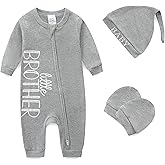 Newborn Baby Boys Outfit 3Pcs Baby Boy Clothing Letter Print Cotton Romper with Gloves and Hat