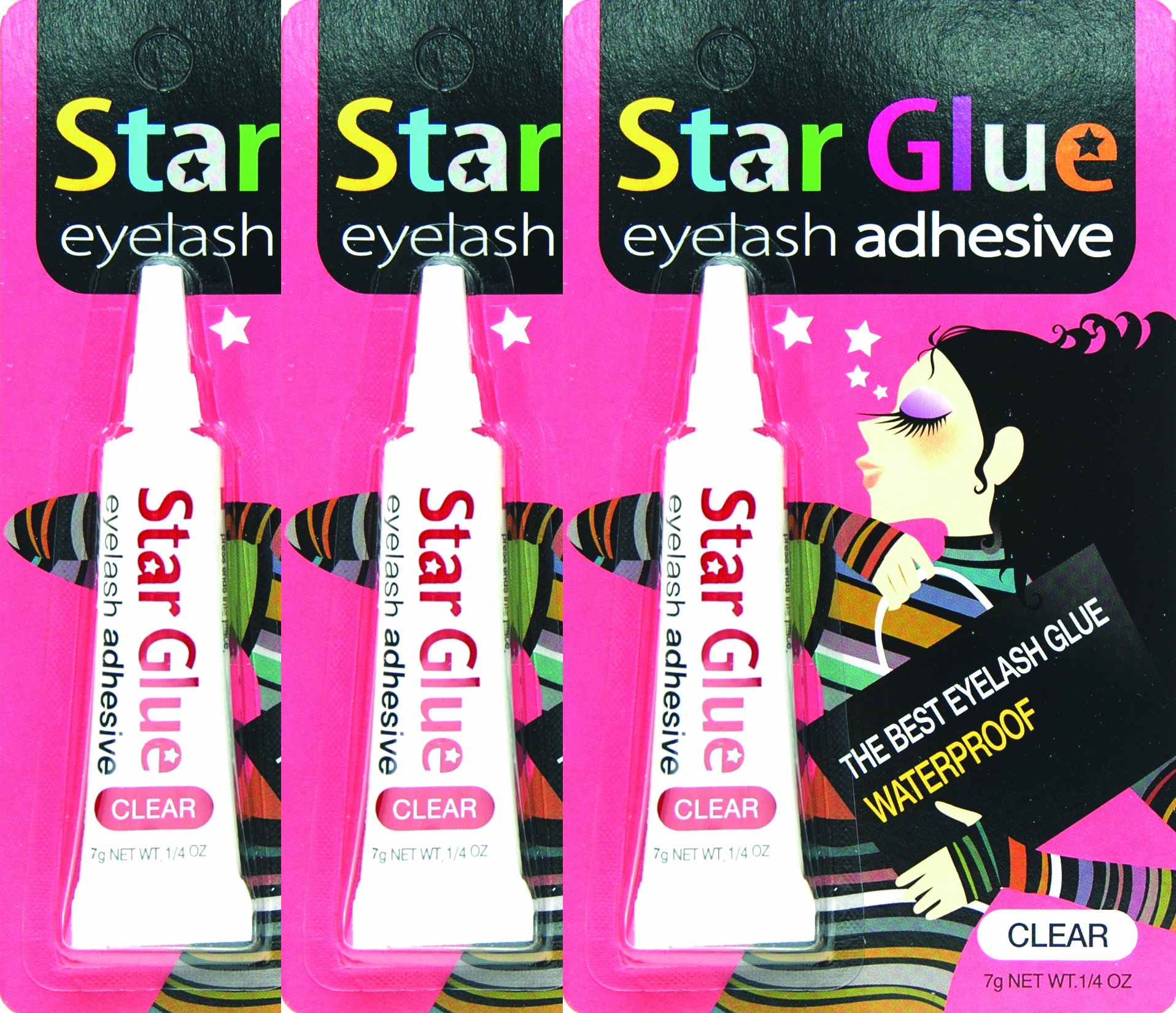 3packs of Star Eyelash Glue for Strip Lashes (Dark) 7g (1