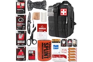 THRIAID Survival First Aid Kit with Israeli Bandage, Splint, Chest Seal, Tactical Military Combat Molle IFAK for Wound Care, Bleeding Control, Trauma Hemorrhage and More
