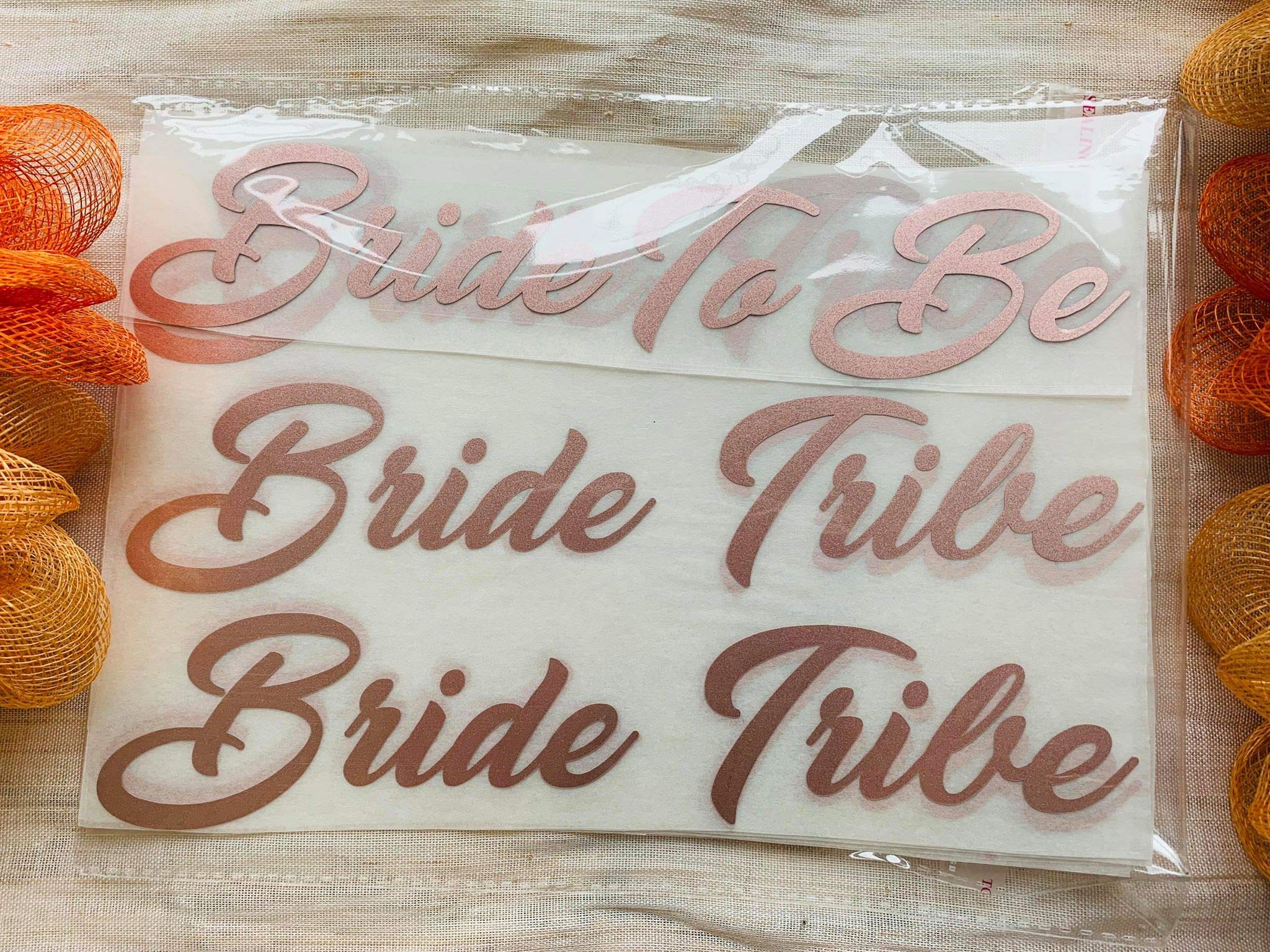 Bride Squad, Bridesmaid, The Bride, Team Bride Iron On T-Shirts Transfer Vinyl Wedding Party, Hen Do Party Gift Ideas Rose Gold Vinyl (9 Bride Tribe + 1 Bride to Be)