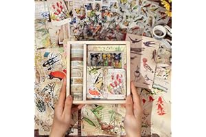 Dizdkizd Vintage Animal Themed Scrapbook Kit, Bullet Journal Kit with 12 Washi Tape, A6 Notebook, Sticker, Decoupage Paper, Memo Paper, Junk Journaling Supplies, Craft Stuff for Teen, Adult, Beginner