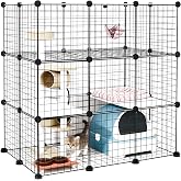 DIY Modular Cat Enclosure 3x3x2 Grid | Extra Large Indoor Cat Playpen | Foldable Black Wire Metal Cat Cage with Multi-Level Shelves | Approx. (43.7" x 29.5" x 43.3")