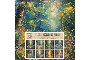 FLONZ Decoupage Paper Pack (24 Sheets 6"x6") Ethereal Dawn: Luminous Forest Pathways and Sunlit Glades in Serene Morning Landscapes # Vintage Styled Paper for Craft and Scrapbooking