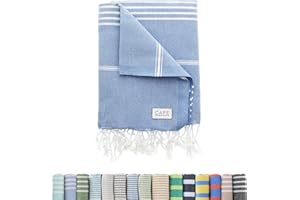 Cape Comforts Large Turkish Beach Towel, Classic Denim Blue - Super Soft & Lightweight Quick Dry Absorbent Towels for Beach, Picnic Blanket or Bath Towel - Sand Free Organic Turkish Cotton Yarn