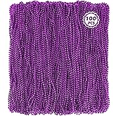 Huskein 100 PCS Purple Beads Necklaces, Mardi Gras Beads, 33" Round Beaded Bulk Parade Throw Accessories Set, Beads For Carniaval Festive Celebrations Party