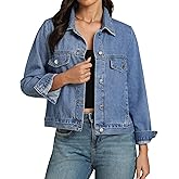 luvamia Denim Jackets for Women Trendy Casual Button Down Relaxed Fit Western Trucker Distressed Jean Jacket with Pocket