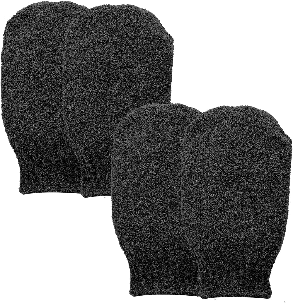 Sibba Exfoliating Gloves, 2 Pairs Body Scrubber for Dead Skin, Black
