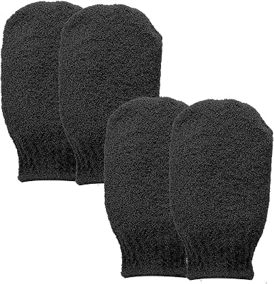 Sibba Exfoliating Gloves, 2 Pairs Body Scrubber for Dead Skin, Black