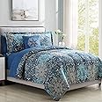 Modern Threads - Granada Collection Comforter Set - Reversible Microfiber - Elegant Printed Bed Set - Includes Comforter, Sheets, Shams, & Pillow - Luxurious Bedding