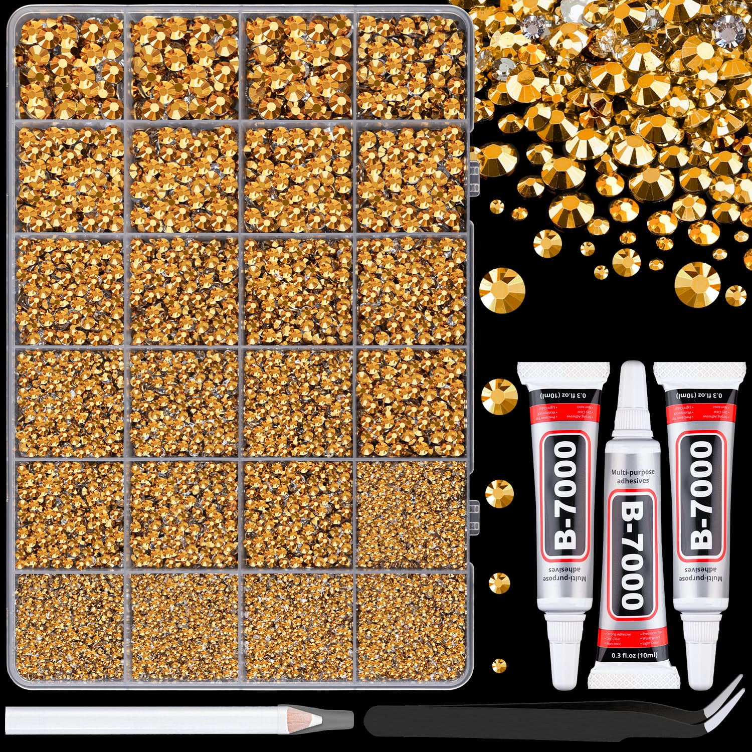 25000Pcs Resin Rhinestones with Tweezers for