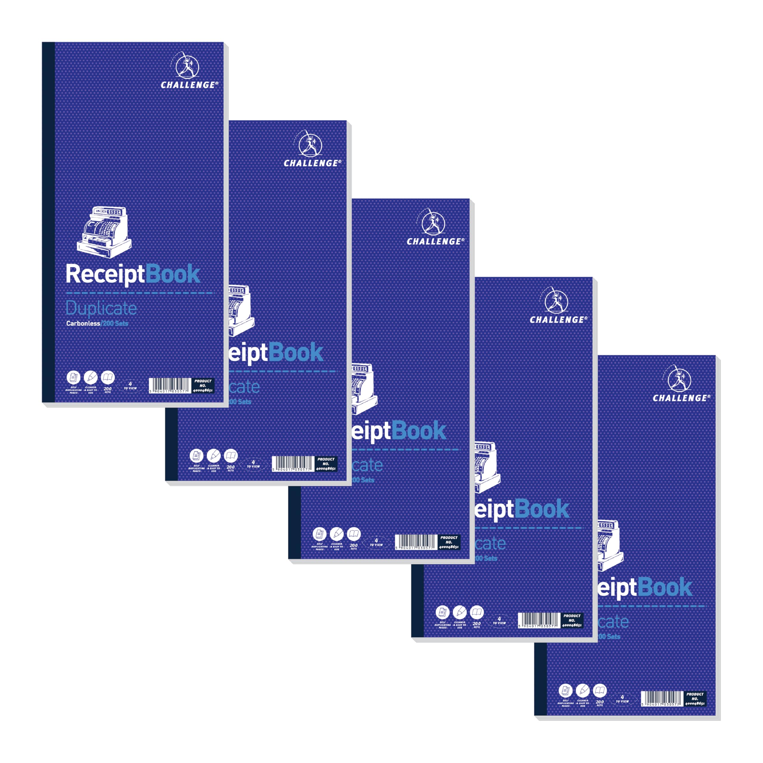 Challenge Duplicate Receipt Book, Carbonless, 200 Pages, 1 pack (280 x 141 mm)