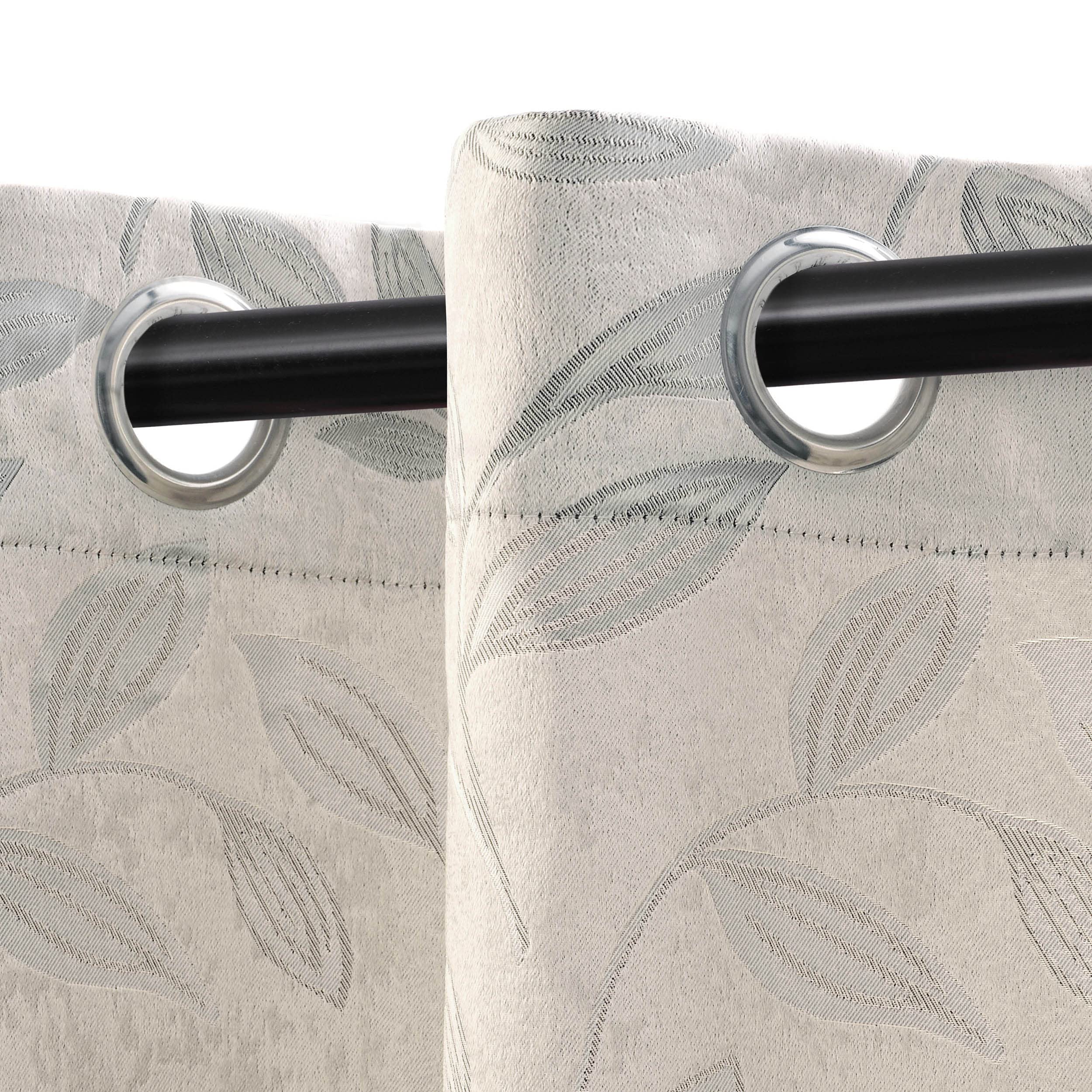 Superior Blackout Curtains, Room Darkening Window Accents, Sunblocking, Thermal, Modern Bohemian Leaves with Grommets, Curtain Set of 2 Panels, 42 W X 63 L, Ivory