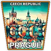 Prague Czech Republic Sticker 4 Inch City Travel Souvenir Destination - Waterproof Vinyl Decal for Laptop Water Bottle Car Tumbler - Durable Aesthetic Long-Lasting Stickers for Adults ID44990