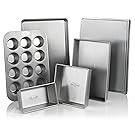 USA Pan Bakeware Aluminized Steel 6 Pieces Set, Cookie Sheet, Half Sheet, Loaf Pan, Rectangular Pan, Square Cake Pan, 12 Cup Muffin Pan