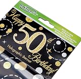 OakTree 9ft Banner Sparkling Fizz 50th Birthday Black Gold Holographic view 3