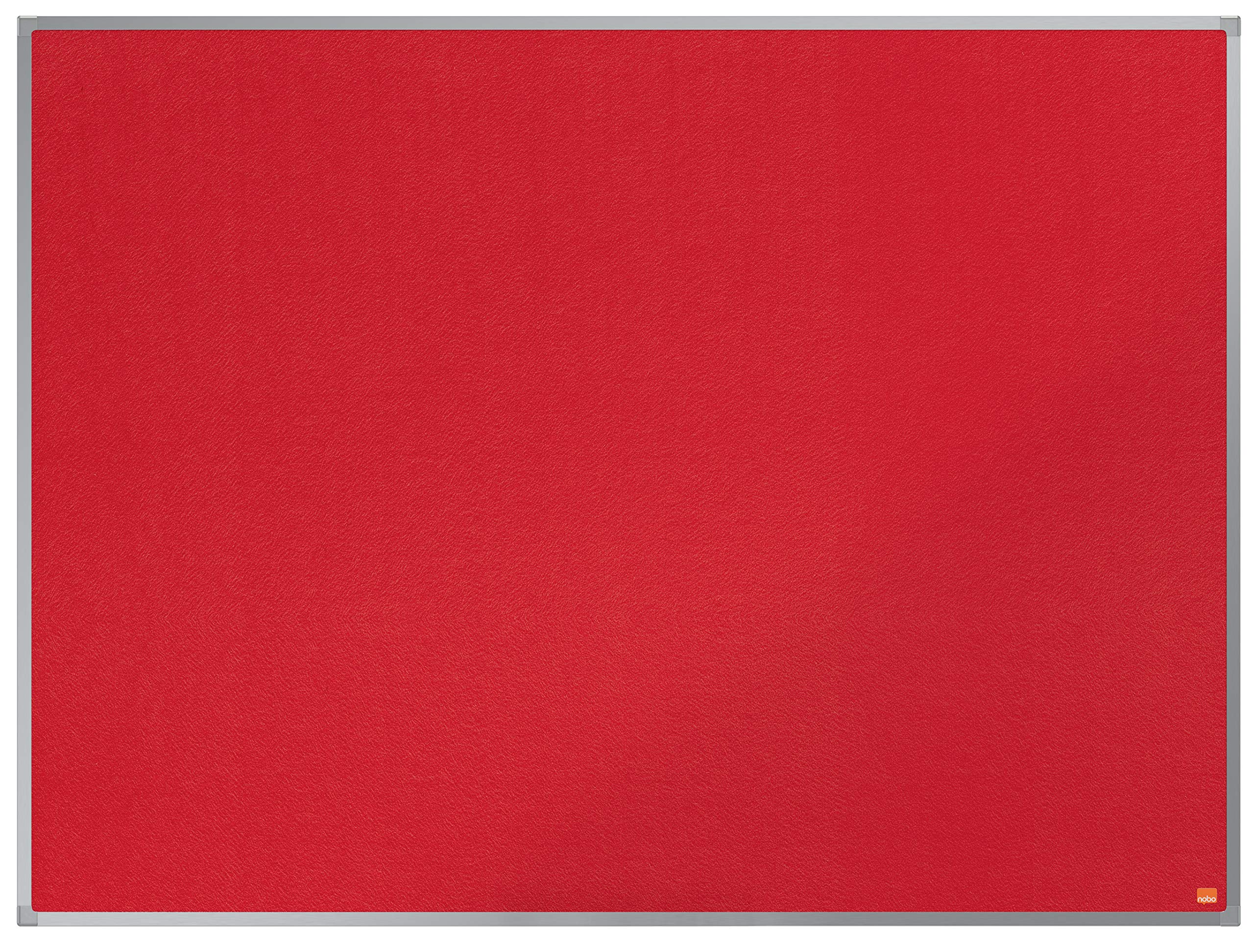 Nobo Felt Noticeboard, 1200 x 900 mm, Aluminium Trim, Corner Wall Mounting, Essence Range, Red, 1904067