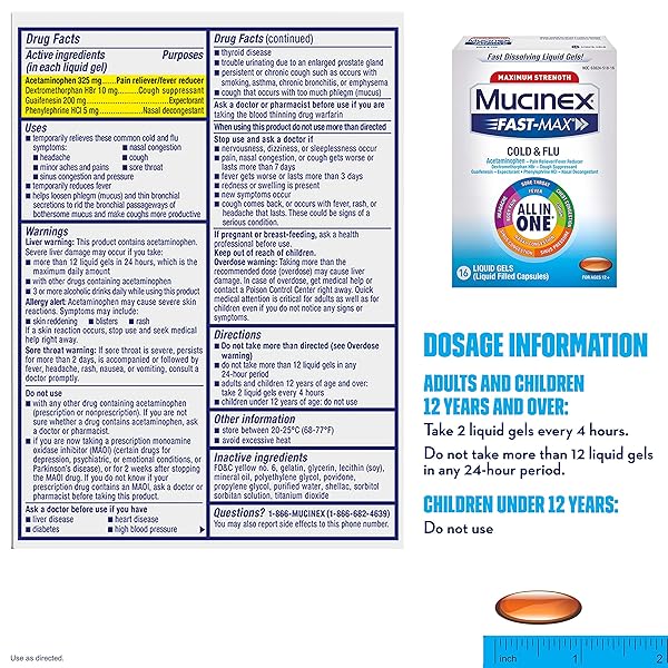 MUCINEX MAXIMUM STRENGTH FAST-MAX COLD & FLU ALL-IN-ONE LIQUID GELS, 16CT (PACKAGING MAY VARY)