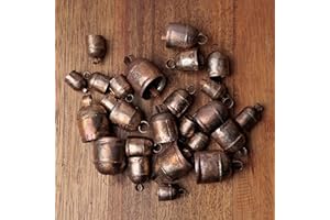 LIMBAD Handmade Vintage Indian Tin Bells Rustic Chime with Wood Striker Tin Cow Bells for Crafts Anniversary Cattle Party Favours Wall Art Orchard Garden Art (10, 2.25 Inch)
