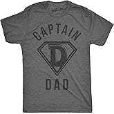 Mens Captain Dad Funny T Shirt Hilarious Hero Gift Idea for Fathers Tee