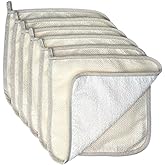 PPHAO BASIC - Large XL Soft Weave Cotton Washcloths - Exfoliating Scrubbers for Face & Body - 6 Pack