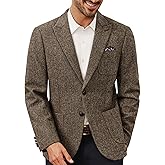 PJ PAUL JONES Mens Tweed Blazer Wool Sport Coat Two Button Peak Lapel Vintage Suit Jackets