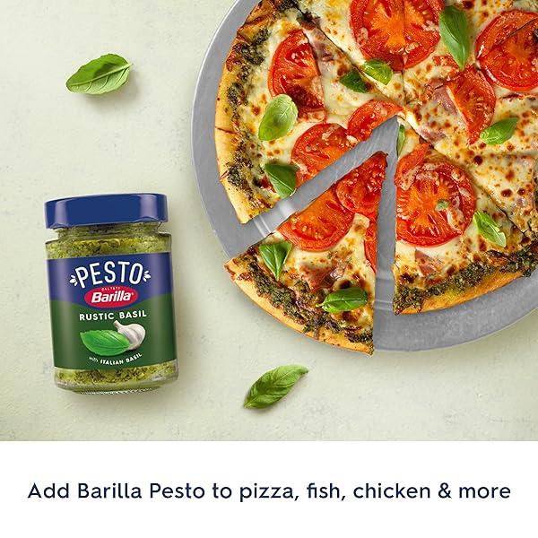 BARILLA RUSTIC BASIL PESTO SAUCE MADE WITH ITALIAN BASIL AND CHEESES, 6.5 OZ. JAR, PASTA SAUCE AND SPREAD