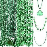 Landical 60 Pcs St Patrick's Shamrock Necklaces Irish Clover Green Bead Pendant Bead Necklaces Bulk St Patrick's Day Accessories Green Beaded Necklace for Parade Party Favor Supplies, 3 Styles