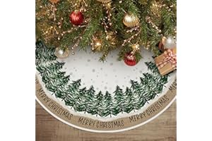 AVOIN colorlife Merry Christmas Christmas Tree Skirt 36 Inch, Snowflake Winter Holiday Tree Mat Decoration