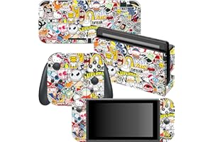 HK Studio Game Console Switch Skins - Sticker Bomb Game Console Switch Stickers with No Bubble, Waterproof - Game Console Switch Wrap Skin - Including Skin for Joy-Cons, Dock, Grip and Console