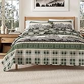 Great Bay Home 3-Piece Reversible Rustic Lodge Bedspread Quilt with 2 Shams. All-Season Quilt Set. (Full/Queen, Salt Creek)