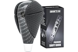 SHIFTIN Carbon Fiber Pattern Gear Shift Knob for Lexus ES300h ES350 GS300 GS350 GS430 GS460 IS250 IS300 LS460 LS600h RX350 RX450h (Punched Black Leather/Carbon Fiber Pattern)
