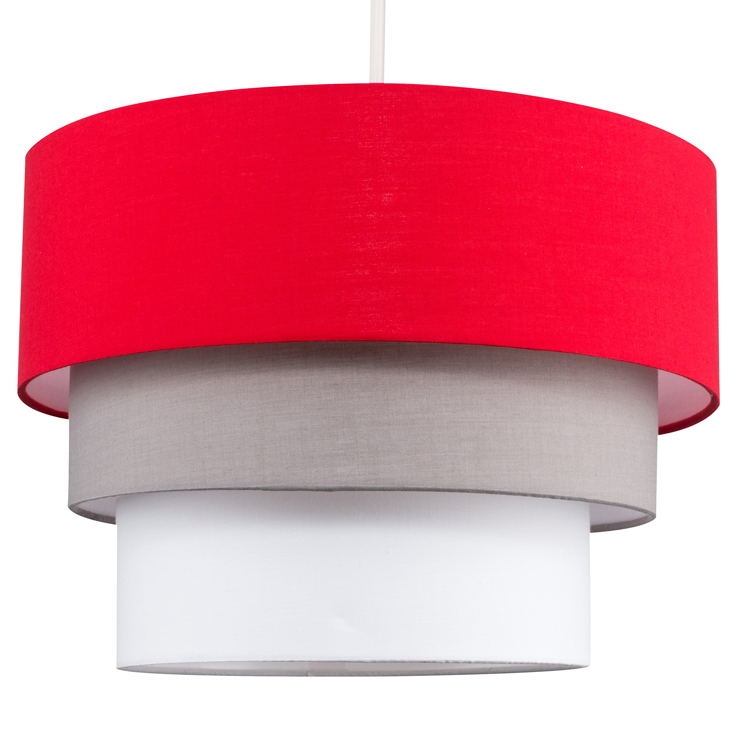 MiniSun | Round Modern 3 Tier Red Fabric Ceiling Pendant Light Shade | Pendant Lights, Home Décor & Improvement Essential | 30cm Shade Width