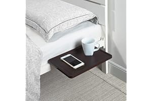 SunnyPoint Bedside Shelf, Office Divider; Clamp on Shelf for Bunk Bed, Lofts & Bed Frame. (Standard - 13.78" X 9.84" X 2.21", Dark Oak)