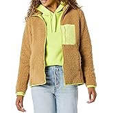 Amazon Essentials Women's Sherpa Long-Sleeve Mock Neck Full-Zip Jacket with Woven Trim (Available in Plus Size)